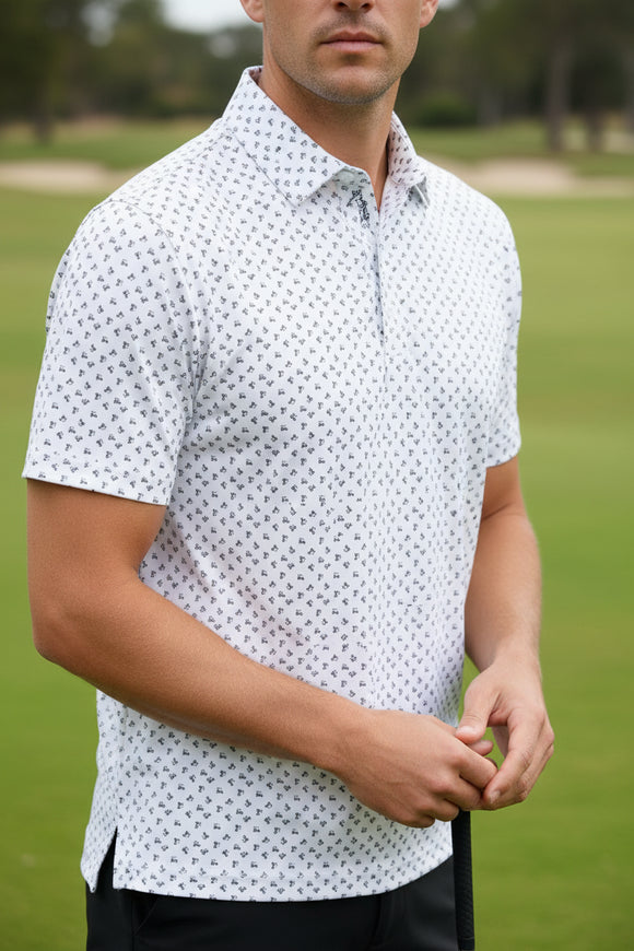 Bobby Jones Performance Golf Cart Print Polo black