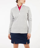 Bobby Jones Ladies Clover Lux Pima 1/4 Zip Pullover - Heather Grey-1