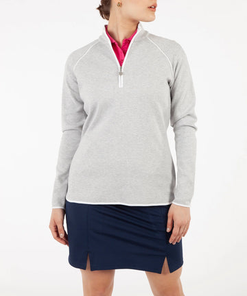 Bobby Jones Ladies Clover Lux Pima 1/4 Zip Pullover - Heather Grey