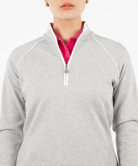 Bobby Jones Ladies Clover Lux Pima 1/4 Zip Pullover - Heather Grey - 0
