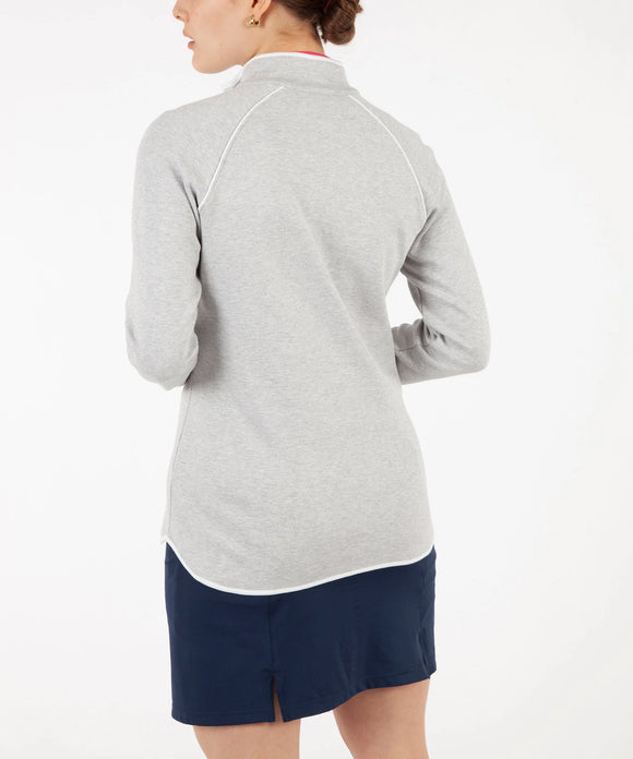 Bobby Jones Ladies Clover Lux Pima 1/4 Zip Pullover - Heather Grey