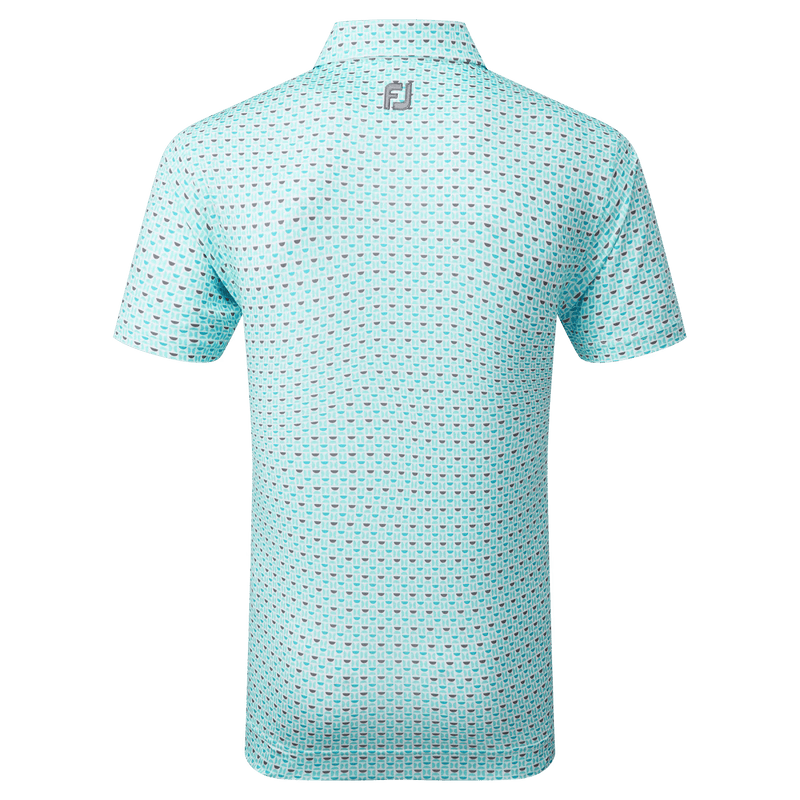 Footjoy Half Moon Geo Lisle Pique Polo (White/Aq Surf/Maui Blue/Lava)