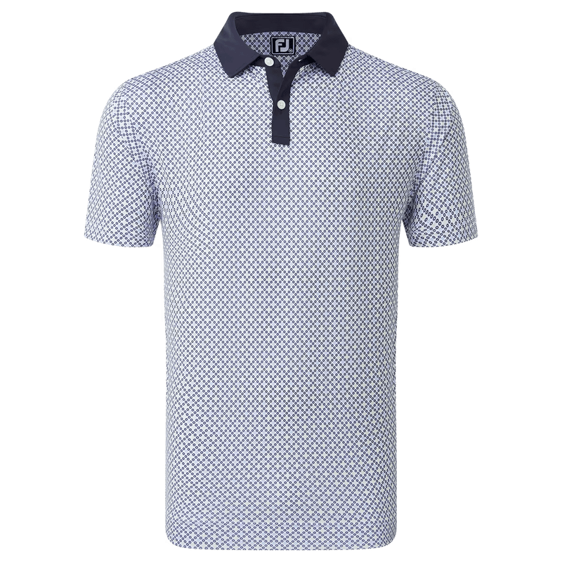 Footjoy Circle Print Pique Polo Shirt (Navy/Blue/White/Almond)