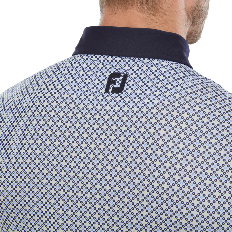 Footjoy Circle Print Pique Polo Shirt (Navy/Blue/White/Almond)