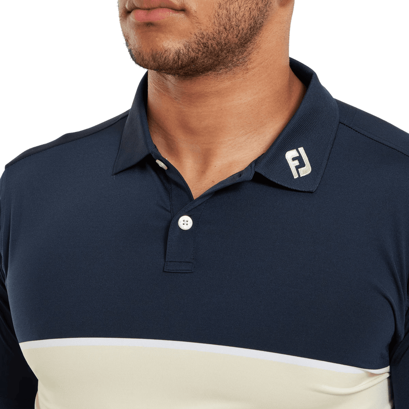 Footjoy Colour Theory Lisle Pique Polo (Navy/White/Almond/Blue)