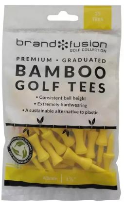 BAMBOO GRADUATED TEES 43MM/1 3/4" YELLOW 25 PACK