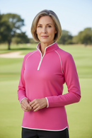 Bobby Jones Ladies Clover Lux Pima 1/4 Zip Pullover - Flamingo-1