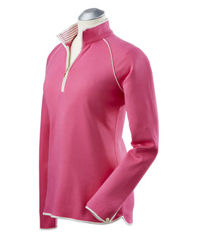 Bobby Jones Ladies Clover Lux Pima 1/4 Zip Pullover - Flamingo - 0