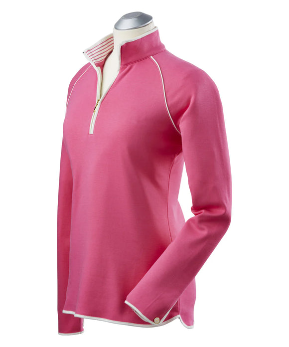 Bobby Jones Ladies Clover Lux Pima 1/4 Zip Pullover - Flamingo