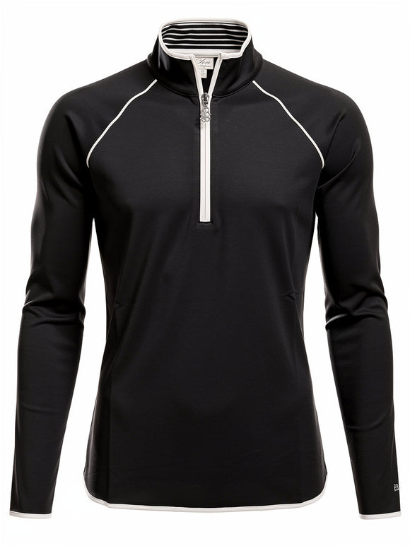 Bobby Jones Ladies Clover Lux Pima 1/4 Zip Pullover - Black