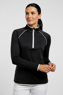 Bobby Jones Ladies Clover Lux Pima 1/4 Zip Pullover - Black-1