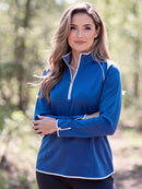 Bobby Jones Ladies Clover Lux Pima 1/4 Zip Pullover - Marina-1