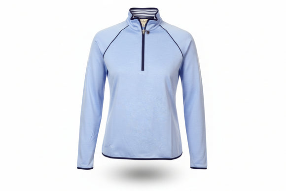 Bobby Jones Ladies Clover Lux Pima 1/4 Zip Pullover - Sky Blue
