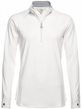 Bobby Jones Ladies Clover Lux Pima 1/4 Zip Pullover - White - 0