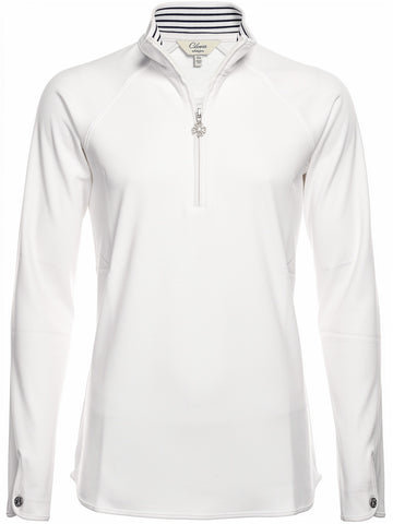 Bobby Jones Ladies Clover Lux Pima 1/4 Zip Pullover - White - 0