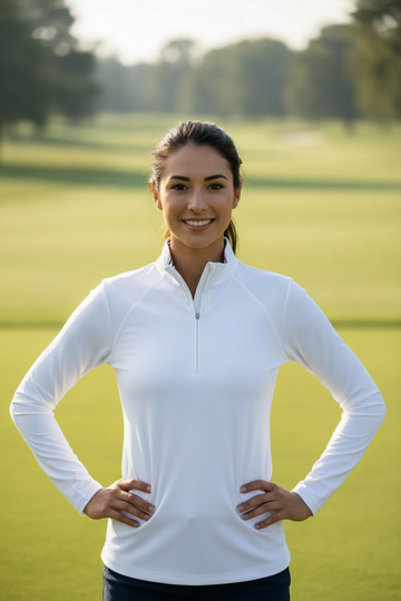 Bobby Jones Ladies Clover Lux Pima 1/4 Zip Pullover - White