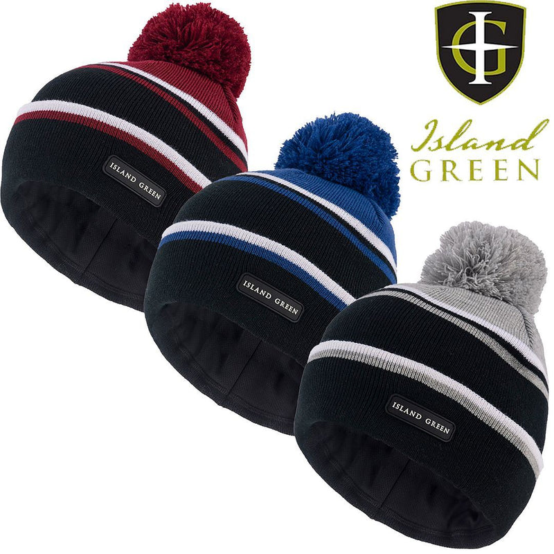 Island Green Knitted Thermal Golf Bobble Hat